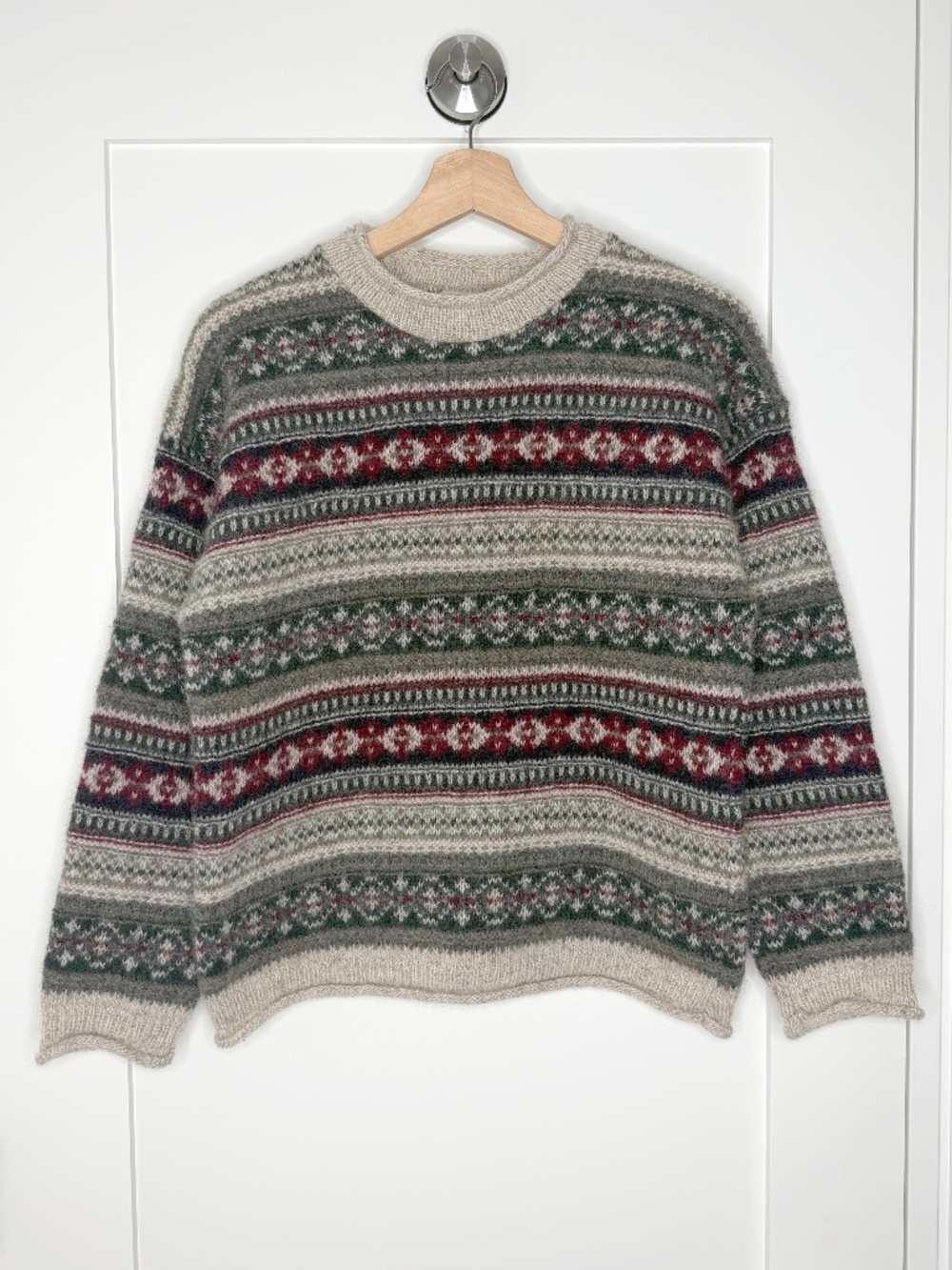 Woolrich Vintage Fair Isle Rolled Edge Sweater in Earth Tones Size Medium